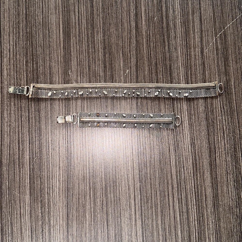 Vintage Hattie Carnegie choker & bracelet set. Mesh with rhinestones